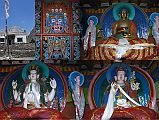 403 Muktinath Sarwa Sangdo Gompa With Statues Of Buddha, Avalokiteshvara And Padmasambhava Sarwa (also called Sangdo) Gompa is the first temple on entering the Muktinath temple complex. The building was reconstructed in 1981 by the villagers of Khingar and Jharkot. The main image is Shakyamuni Buddha. To the left of the Buddha statue is Avalokiteshvara (Tib. Chenrezig), the bodhisattva of compassion, of whom the Dalai Lama is a manifestation in human form. To the right of the Buddha statue is Padmasambhava (Tib. Guru Rinpoche), who brought Buddhism to Tibet in 8C.